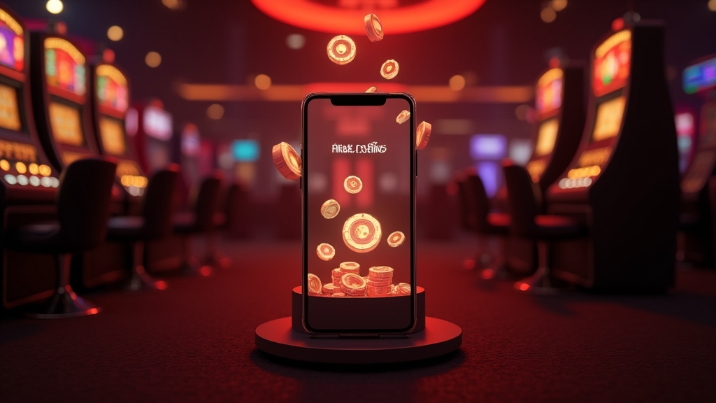 Tours gratuits et mode de jeu d’essai affichés dans un décor de casino sombre